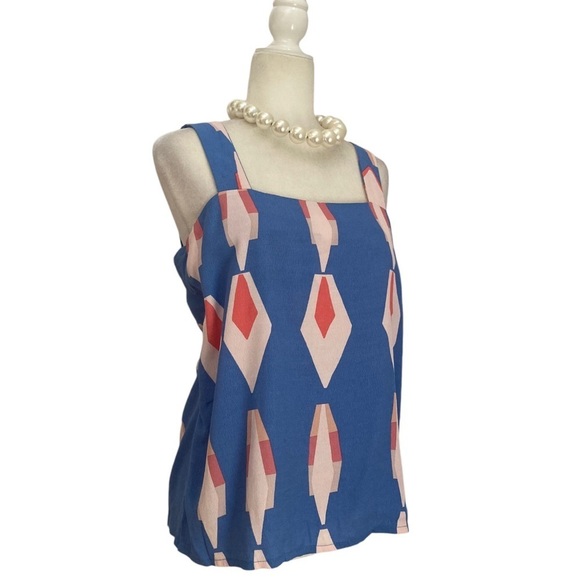 Mister Zimi Cami Tank Top in Blue Sky Aztec Zanzibar Collection Flowy Boho Shell - Picture 8 of 9